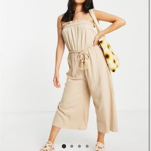 ASOS CRINKLE STRAPLESS MIDI JUMPSUIT SIZE 2 PETITE